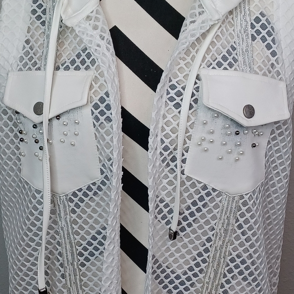 Alain Murati Bling Artsy White Mesh Sleeveless Dress Swim Cover-Up - Picture 9 of 13